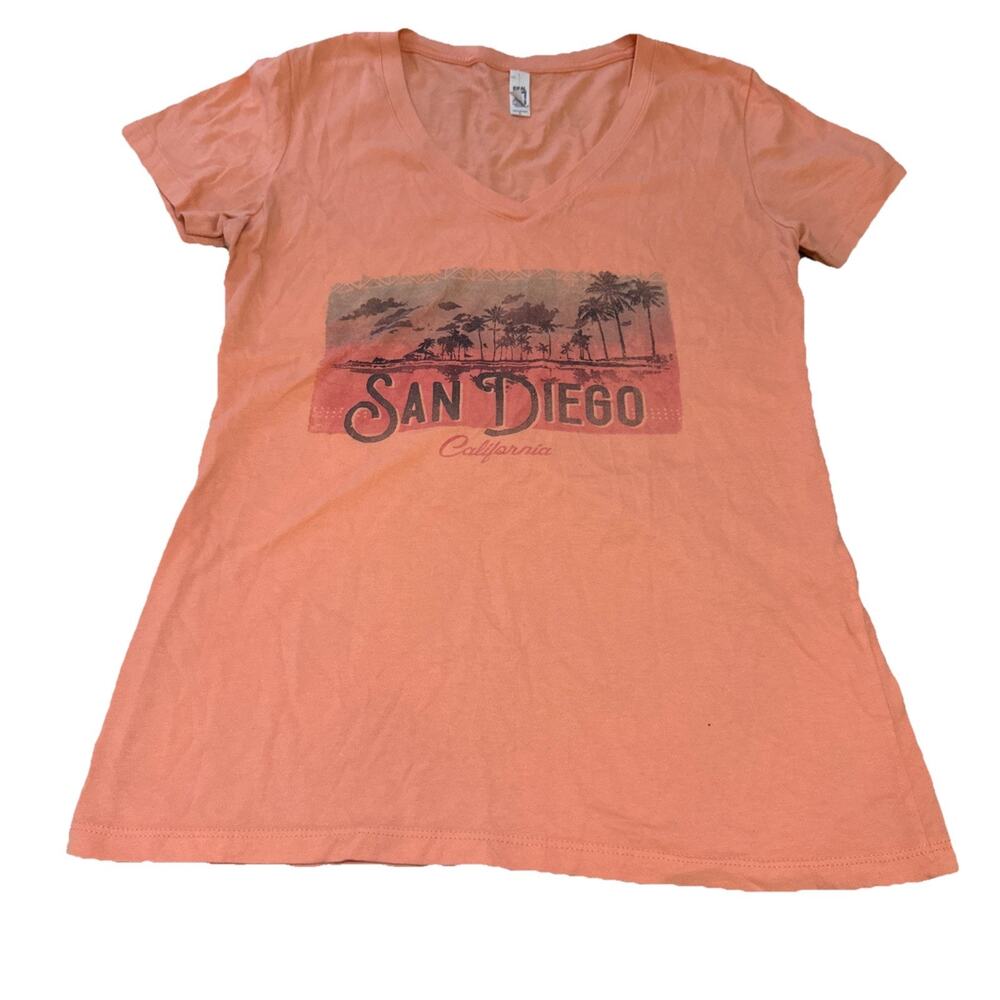 San Diego Shirt W XL Orange Pacific Coast California Short Sleeve Sheer Adult